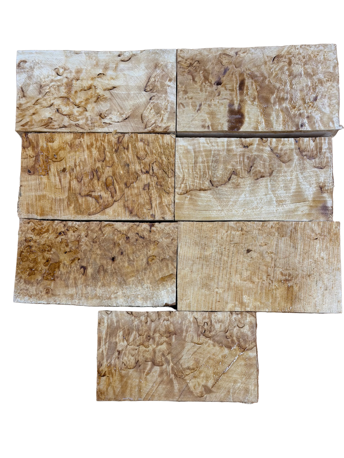 Ceppo da intaglio per tazza, naturale, betulla mascherata (betulla riccia), MBS, circa 55x77x135 mm