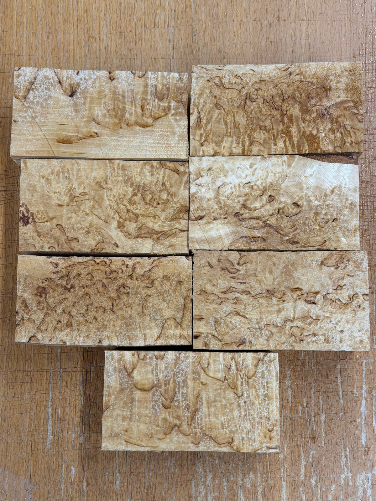 Ceppo da intaglio per tazza, naturale, betulla mascherata (betulla riccia), MBS, circa 55x77x135 mm