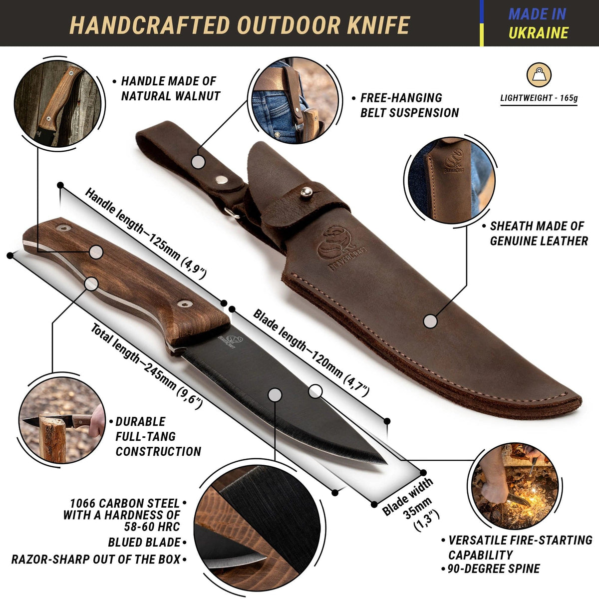 Coltello bushcraft BSH3 Nightfall con fodero