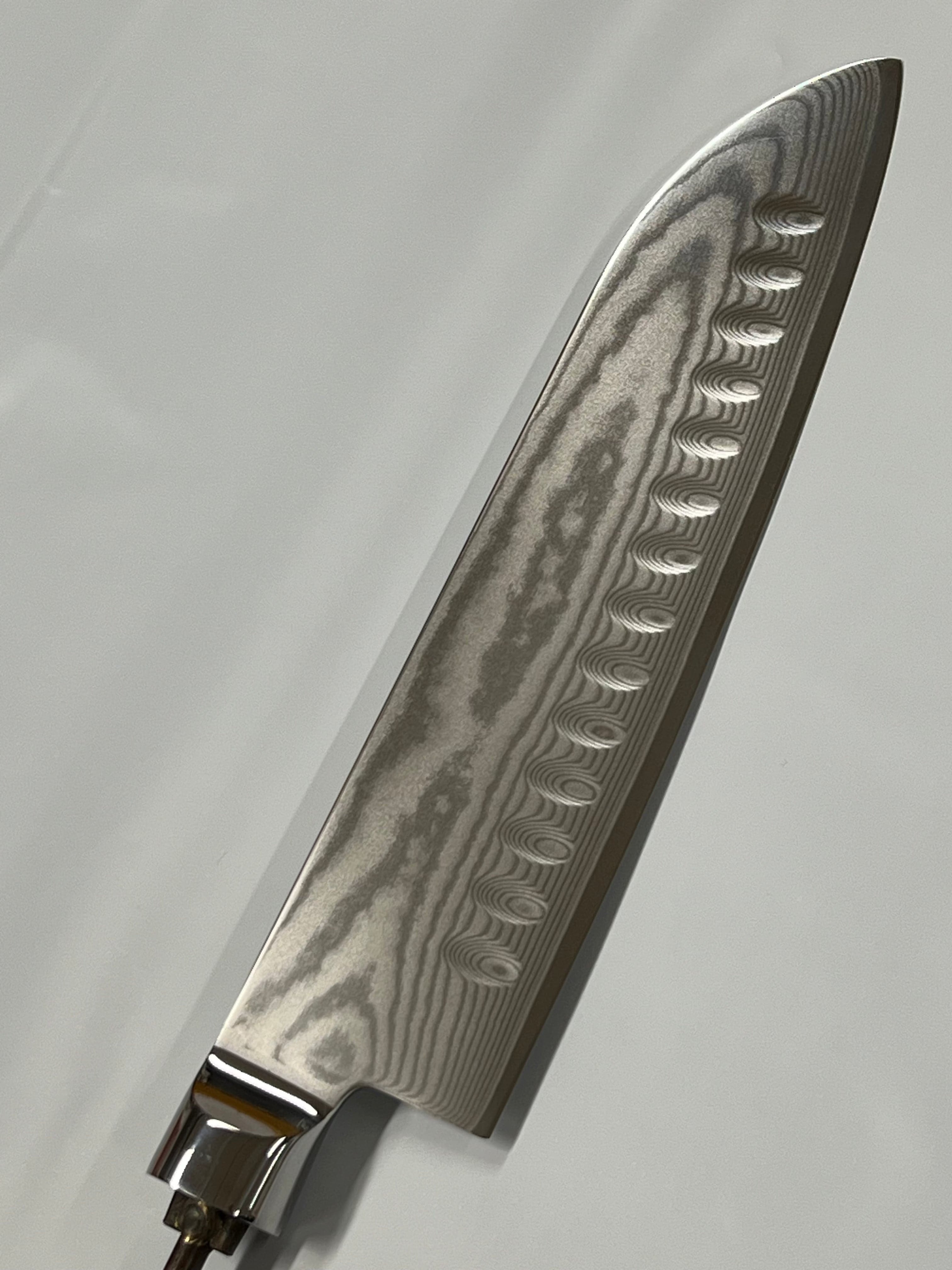 Santoku - Coltello da chef damascato AUS10 da 7" a codolo passante con ghiera
