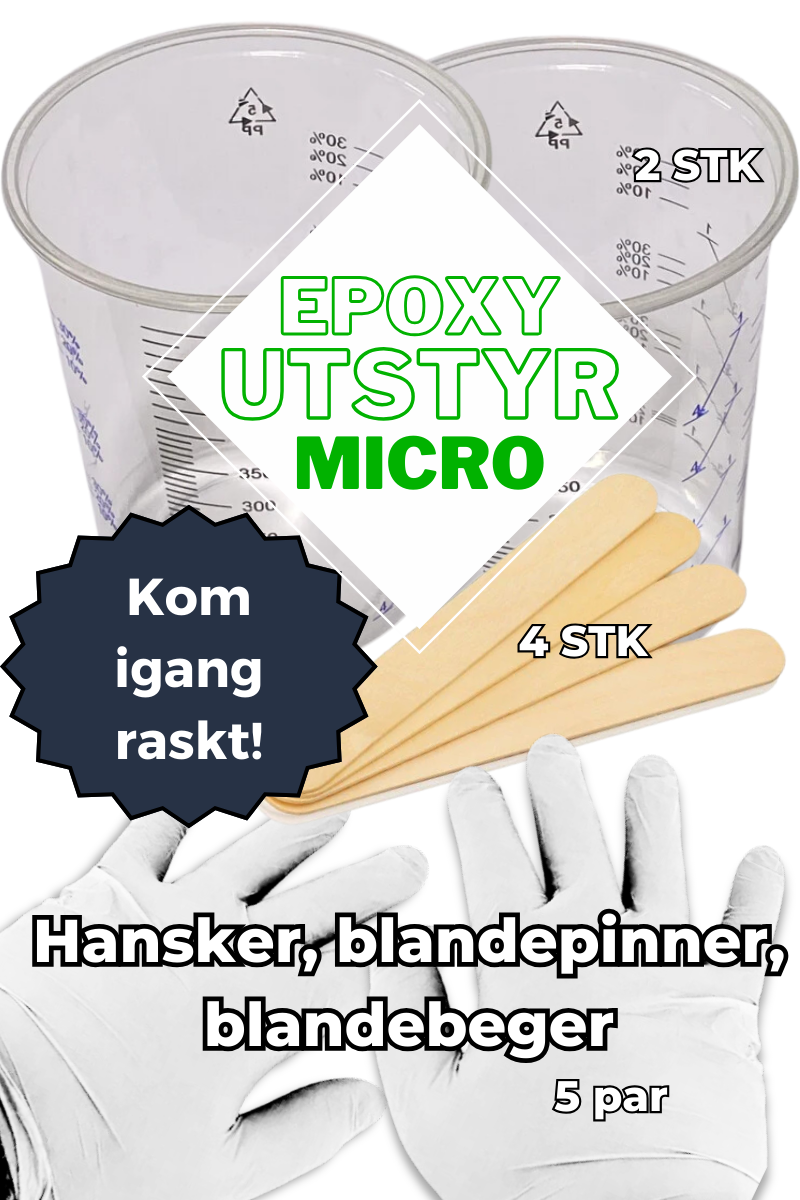 Kit di attrezzatura per resina epossidica - Per iniziare subito - Pacchetto: "Epoxy Utstyr Micro"