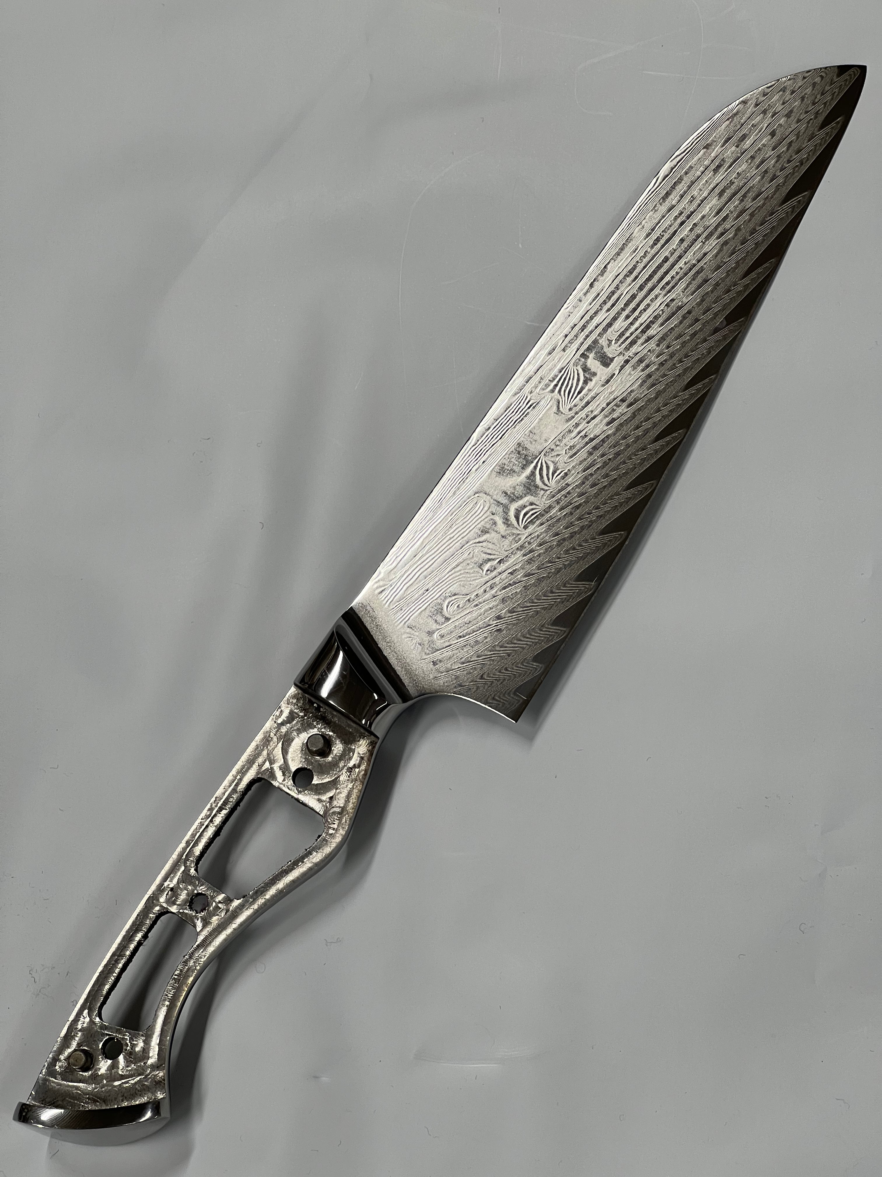 Santoku - Coltello da chef damasco VG10 8" a codolo pieno con bolster