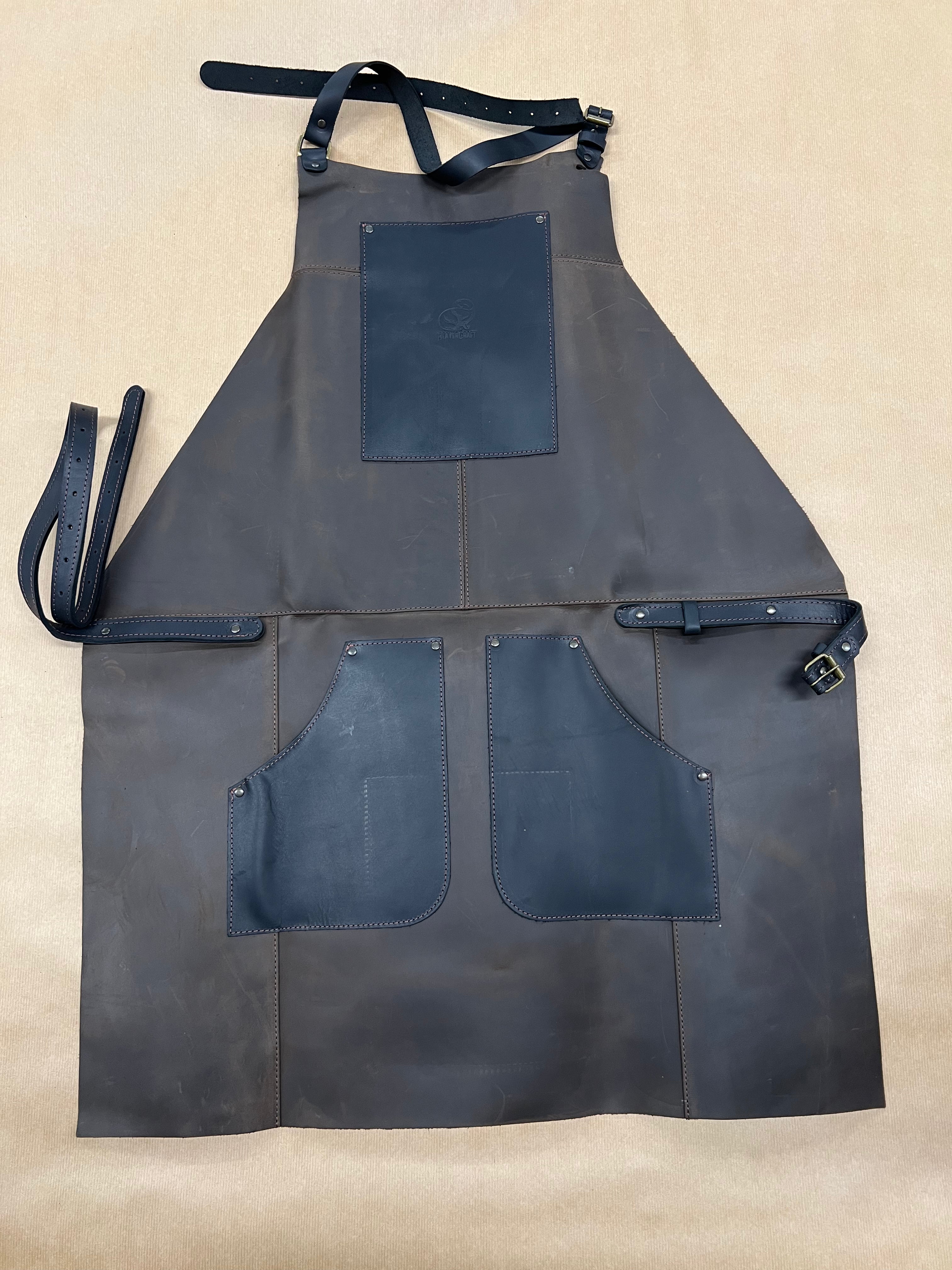 Grembiule regolabile in pelle marrone AP3X