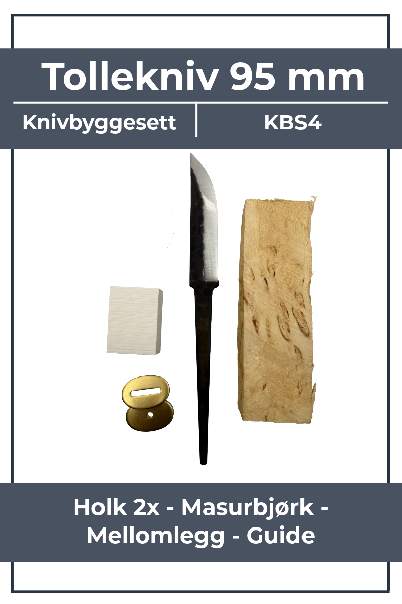Kit per la costruzione di coltelli KBS4 - 95mm finitura martellata con betulla mascherata e ghiere in ottone