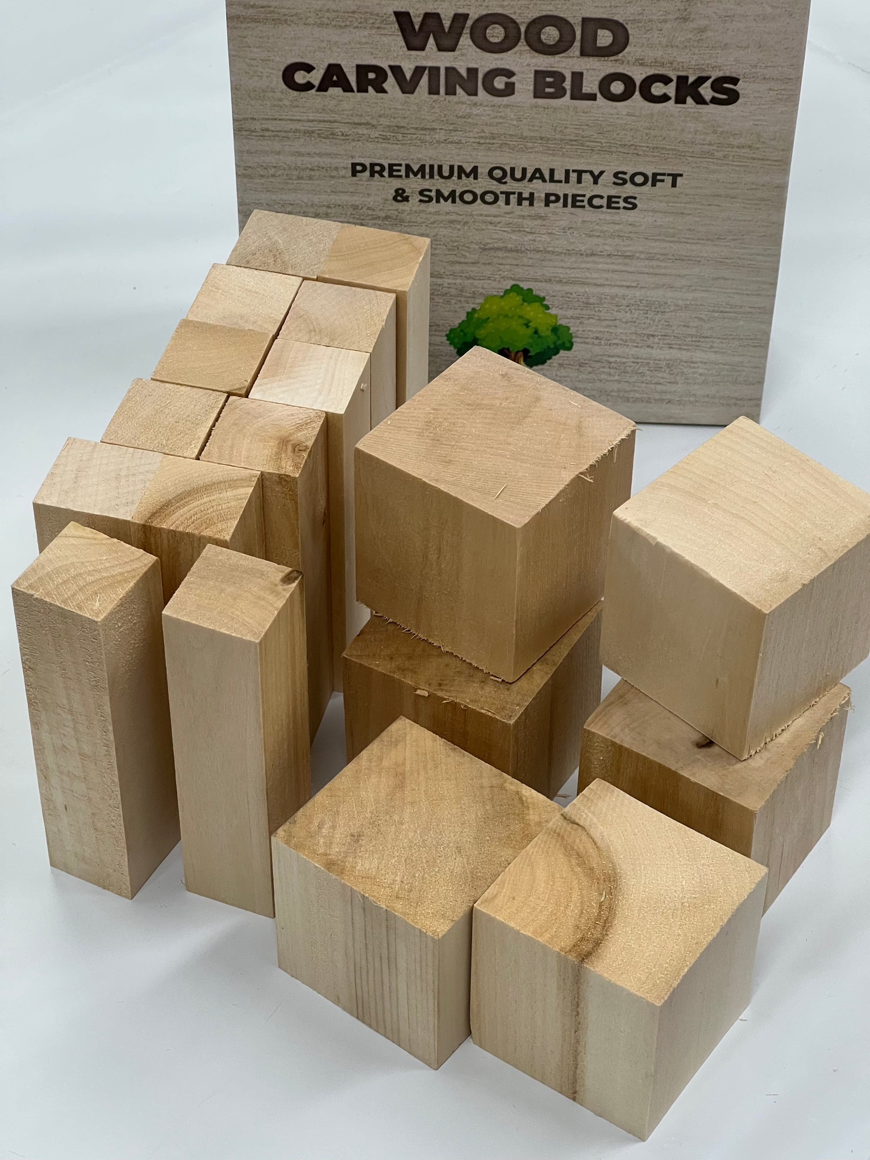 Blocchi per intaglio in legno di tiglio BW18, confezione da 18 pezzi di Beaver Craft