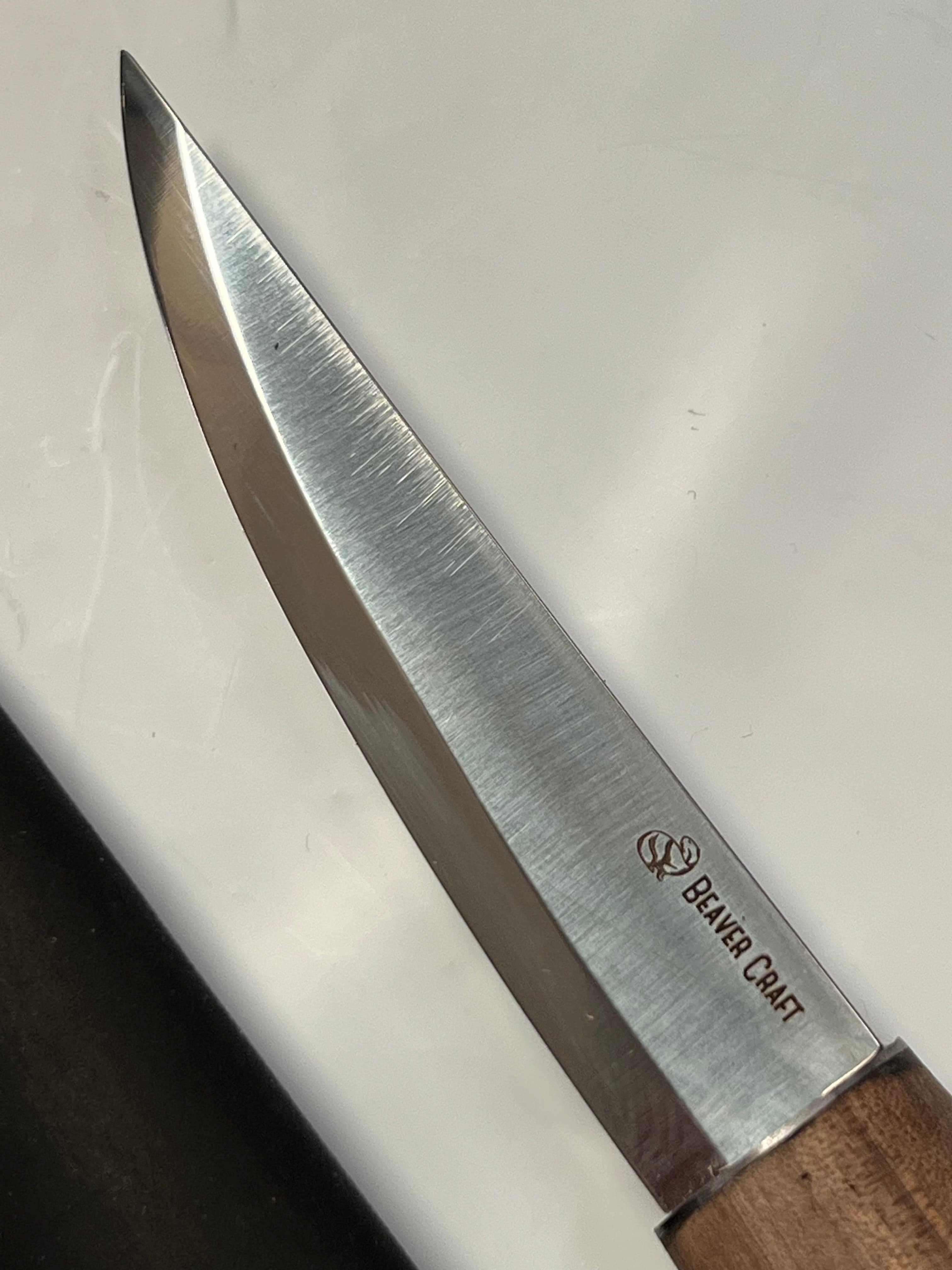 Coltello da intaglio 78mm C4X con fodero in pelle Beaver Craft