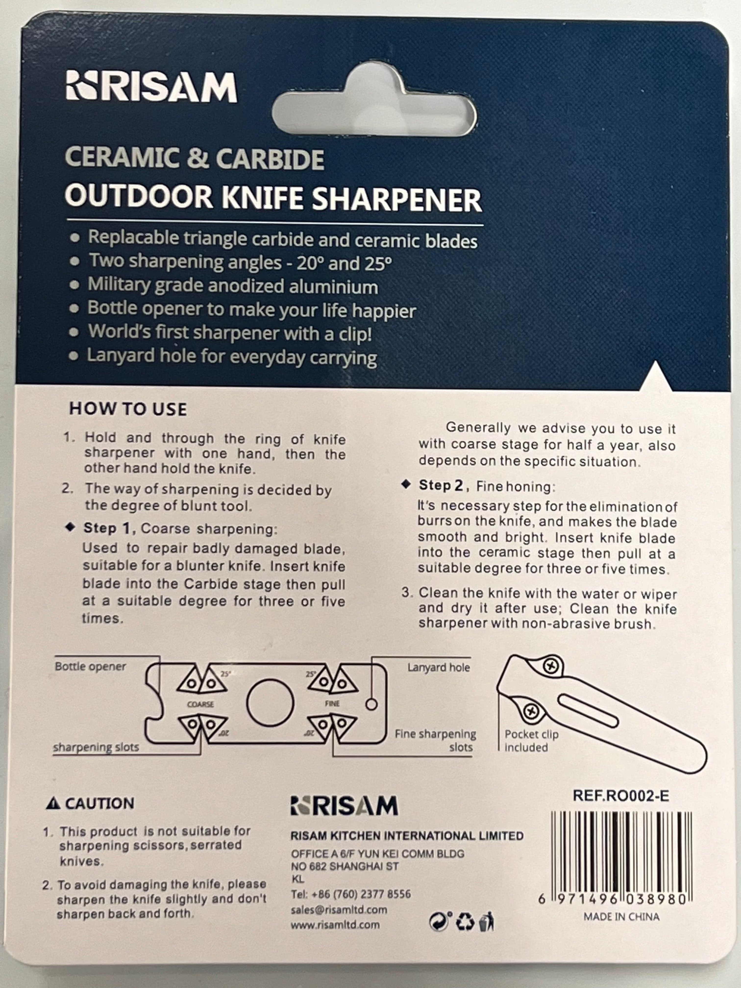 Affilatore rapido per coltelli da outdoor 20/25 gradi