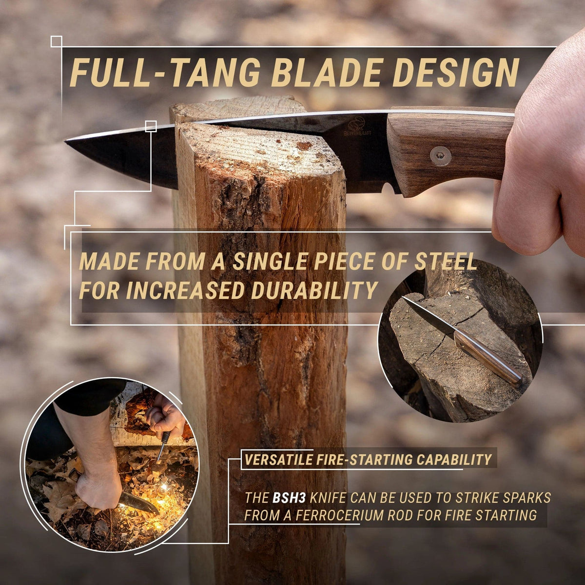 Coltello bushcraft BSH3 Nightfall con fodero