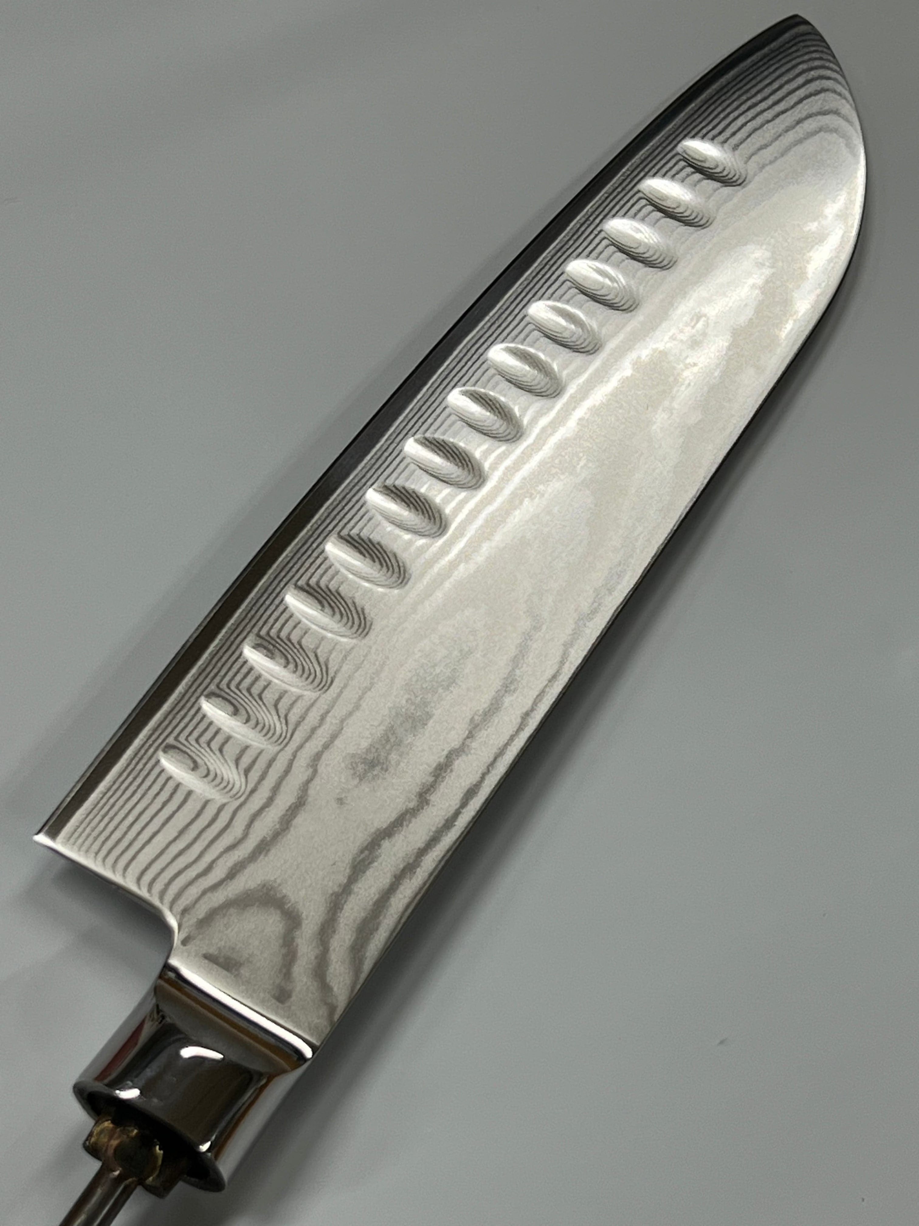 Santoku - Coltello da chef damascato AUS10 da 7" a codolo passante con ghiera