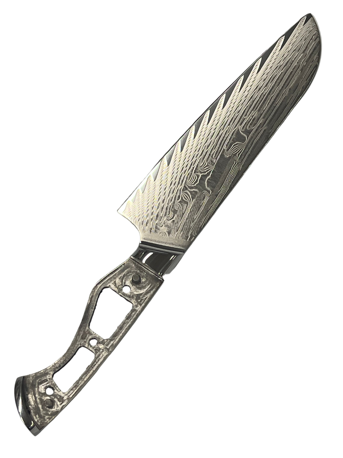 Santoku - Coltello da chef damasco VG10 8" a codolo pieno con bolster