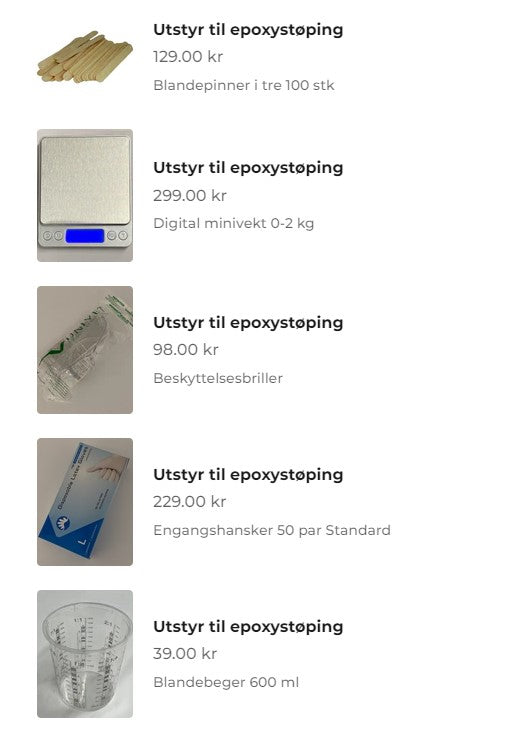 Kit iniziale per colata di resina epossidica - Tutto l'equipaggiamento necessario per iniziare