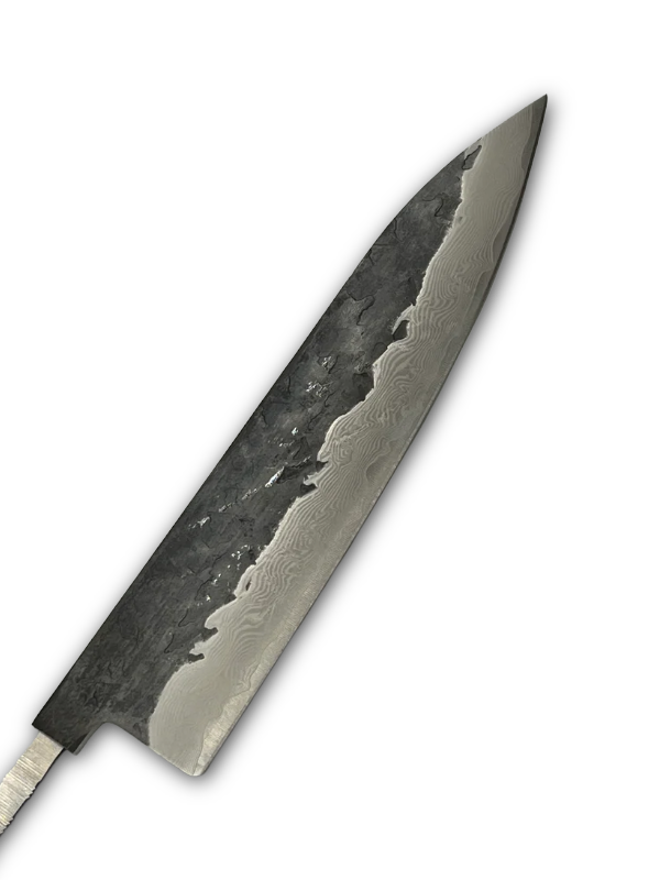 Coltello da chef 200mm VG-10 Nero Brute de forge Damasco