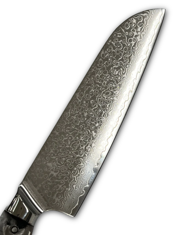 Santoku - Coltello da chef damasco VG10 8" a codolo pieno con alveolature
