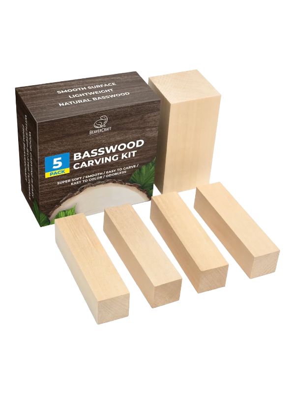Blocchi di legno di tiglio per intaglio BW5, confezione da 5 pezzi di Beaver Craft