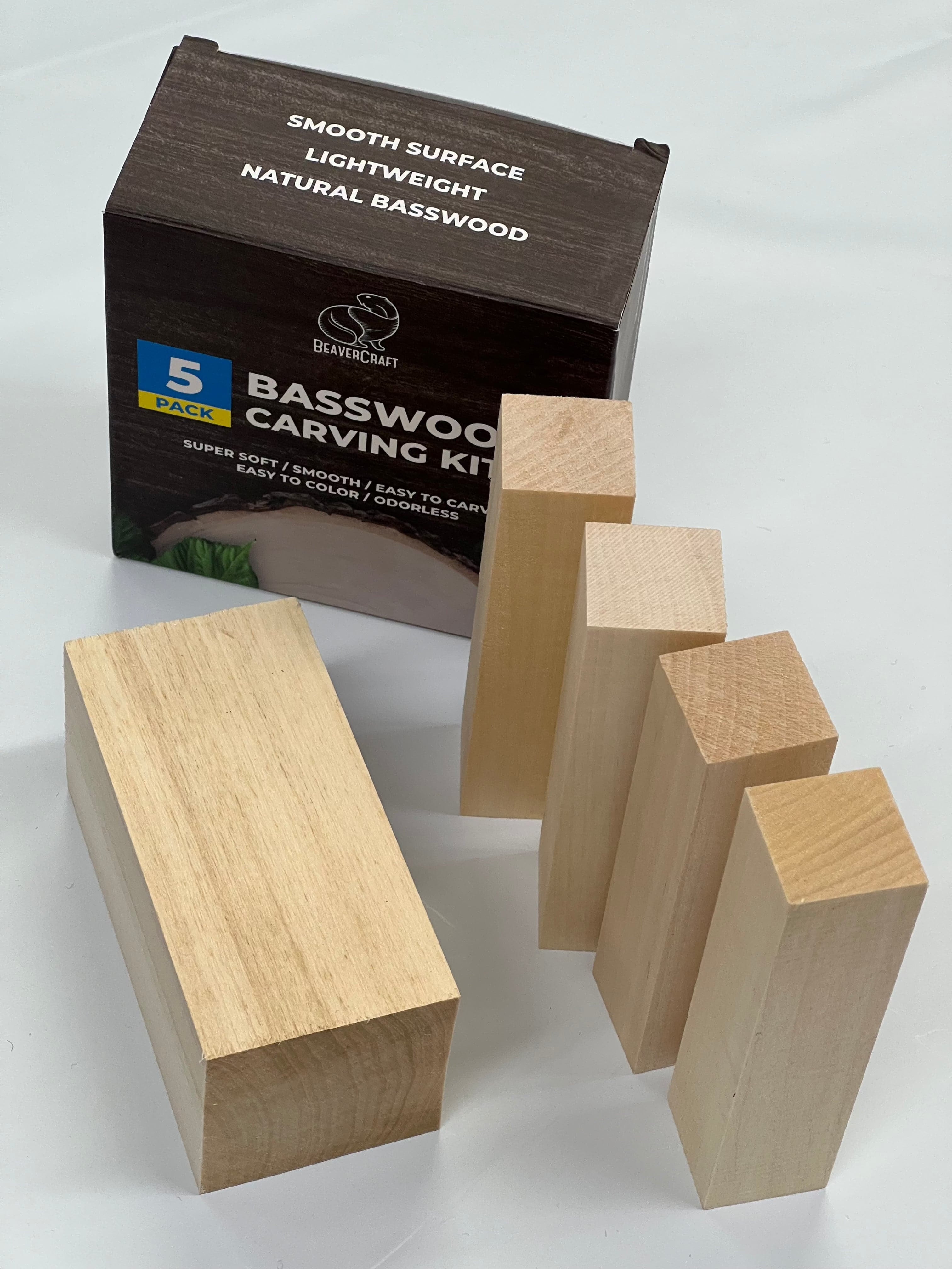 Blocchi di legno di tiglio per intaglio BW5, confezione da 5 pezzi di Beaver Craft