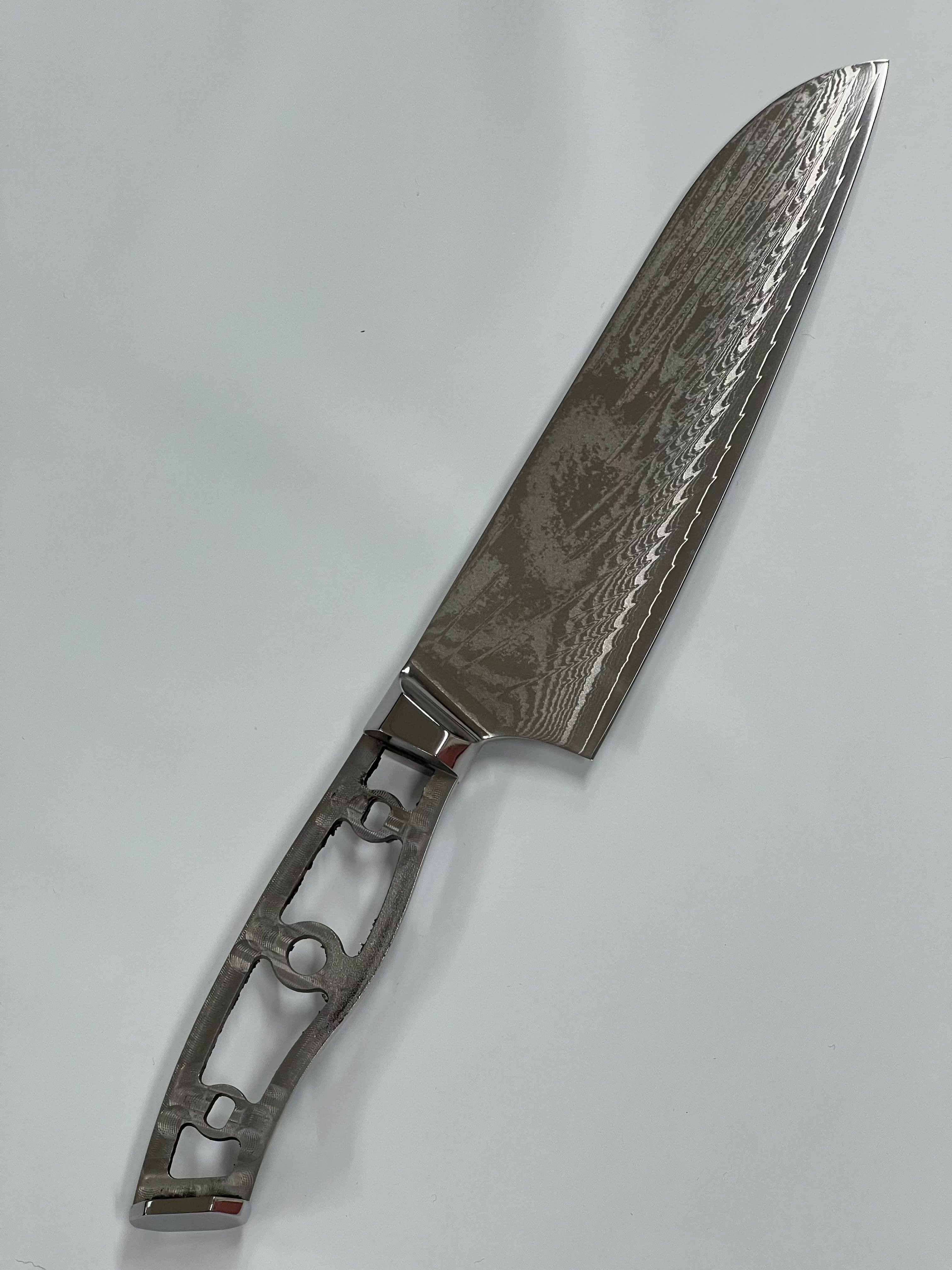 Santoku - Coltello da chef in damasco AUS10 da 8" a codolo pieno con alveoli