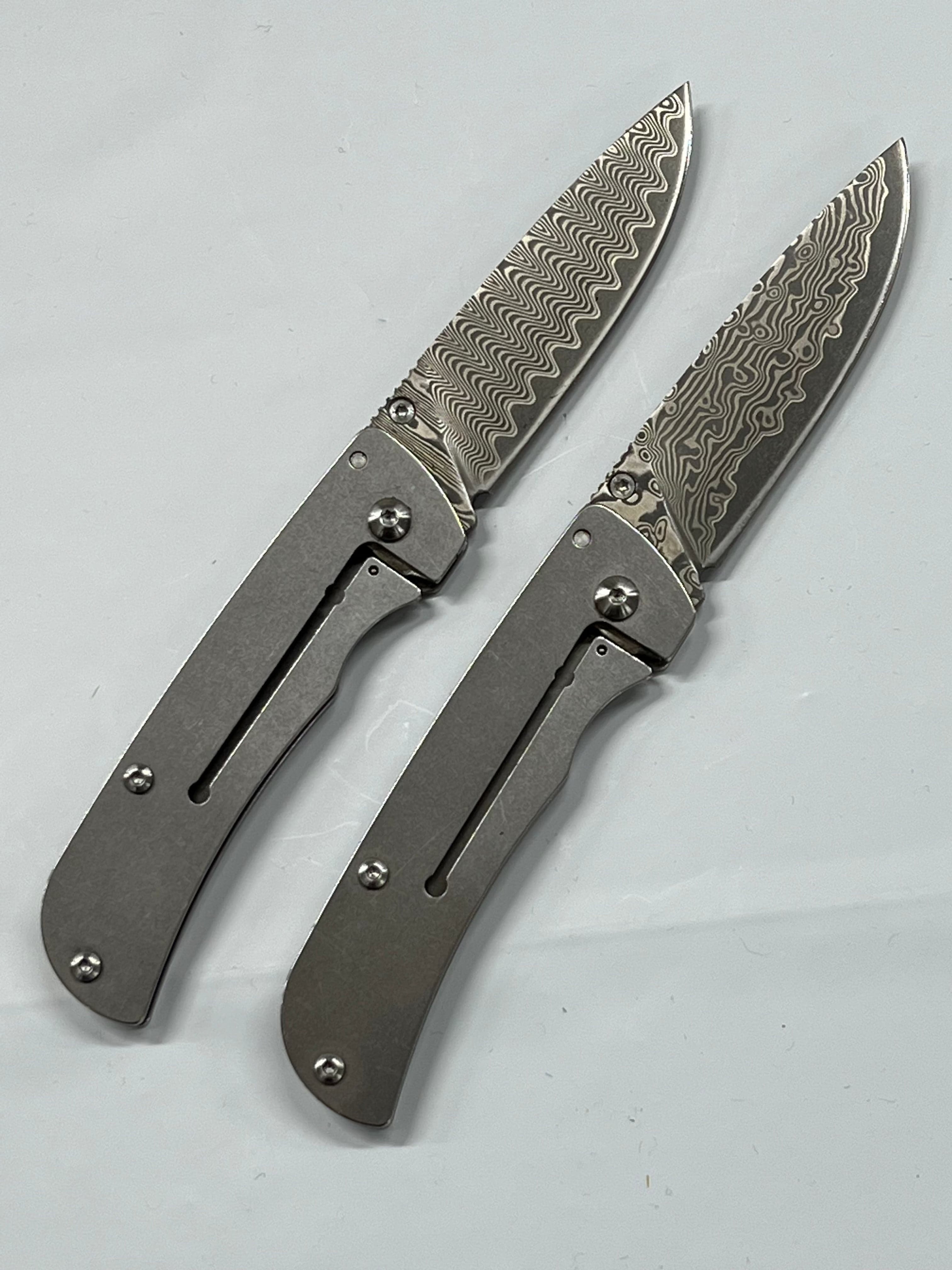 Set di coltelli pieghevoli Gentleman, damasco Ladder